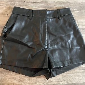 Women’s Black Leather Shorts